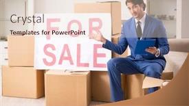  Presentation with realtor - Audience pleasing PPT theme consisting of young handsome realtor selling flat backdrop and a lemonade colored foreground