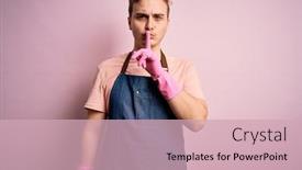  Presentation with secret - Audience pleasing presentation theme consisting of young-handsome-redhead-cleaner-man backdrop and a soft green colored foreground