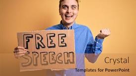  Presentation with free speech - Presentation design enhanced with young-handsome-redhead-man-asking background and a coral colored foreground