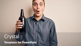  Presentation with beer bottle - Amazing presentation theme having young-handsome-redhead-man-drinking backdrop and a ocean colored foreground