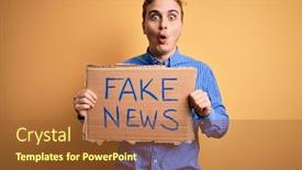  Presentation with fake news - Audience pleasing slides consisting of young-handsome-redhead-man-holding backdrop and a red colored foreground