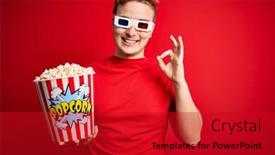  Presentation with snack - Presentation theme with young-handsome-redhead-man-watching background and a crimson colored foreground