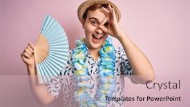  Presentation with hawaiian - Cool new presentation with young-handsome-redhead-tourist-man backdrop and a soft green colored foreground