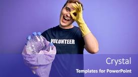  Presentation with plastic bag - Beautiful theme featuring young-handsome-redhead-volunteer-man backdrop and a cobalt blue colored foreground