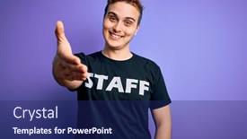  Presentation with purple business - PPT theme enhanced with young-handsome-redhead-worker-man background and a navy blue colored foreground