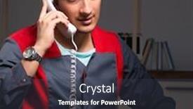  Presentation with computer - PPT theme having young-handsome-repairman-repairing-computer background and a dark gray colored foreground