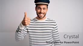  Presentation with beard - Presentation theme featuring young-handsome-sailor-man background and a light gray colored foreground