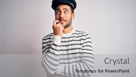  Presentation with navy - Presentation design consisting of young-handsome-sailor-man background and a light gray colored foreground