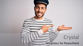  Presentation with beard - PPT theme enhanced with young-handsome-sailor-man background and a light gray colored foreground