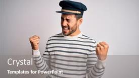  Presentation with beard - Presentation design consisting of young-handsome-sailor-man background and a gray colored foreground
