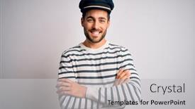  Presentation with navy army - PPT theme enhanced with young-handsome-sailor-man background and a light gray colored foreground