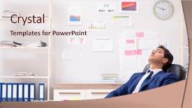  Presentation with sales - Cool new slides with young handsome sales anayst working backdrop and a sky blue colored foreground