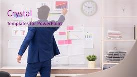  Presentation with sales forecast - Slides having young handsome sales anayst working background and a lemonade colored foreground