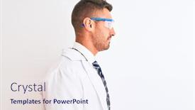  Presentation with young man wearing a hat - Presentation design consisting of young-handsome-scientist-man-wearing background and a sky blue colored foreground