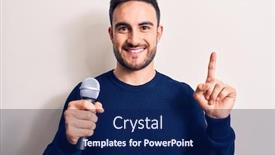  Presentation with happy sad face man - Amazing presentation theme having young-handsome-singer-man backdrop and a navy blue colored foreground