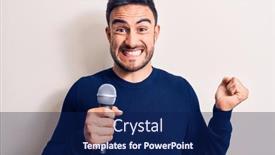  Presentation with beard - PPT theme consisting of young-handsome-singer-man background and a navy blue colored foreground