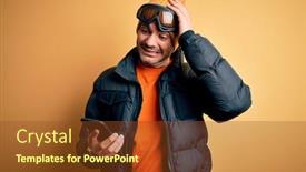  Presentation with ski - Theme enhanced with young-handsome-skier-man-wearing background and a tawny brown colored foreground