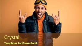  Presentation with rock music - Slide deck enhanced with young-handsome-skier-man background and a tawny brown colored foreground