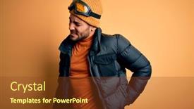  Presentation with back pain - Presentation theme consisting of young-handsome-skier-man background and a tawny brown colored foreground
