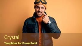  Presentation with ski - Cool new PPT layouts with young-handsome-skier-man backdrop and a tawny brown colored foreground