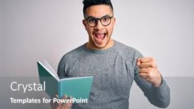  Presentation with smart - PPT layouts enhanced with young-handsome-smart-student-man background and a gray colored foreground