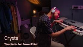  Presentation with piano - PPT theme having young-handsome-smiling-boy background and a wine colored foreground