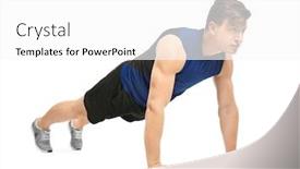  Presentation with exercises - Audience pleasing PPT theme consisting of young handsome sportsman doing exercises on white background backdrop and a white colored foreground