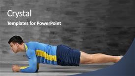  Presentation with exercises - Slide deck featuring young handsome sportsman doing exercises background and a dark gray colored foreground