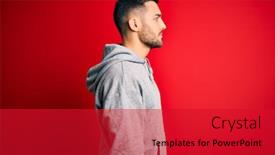  Presentation with young man wearing a hat - Colorful slide deck enhanced with young-handsome-sportsman-wearing-sweatshirt backdrop and a red colored foreground