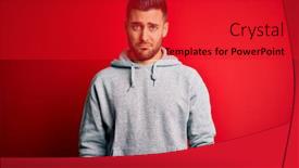  Presentation with crying - Theme with young-handsome-sportsman-wearing-sweatshirt background and a red colored foreground