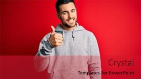  Presentation with doing the right thing - Cool new slide deck with young-handsome-sportsman-wearing-sweatshirt backdrop and a red colored foreground