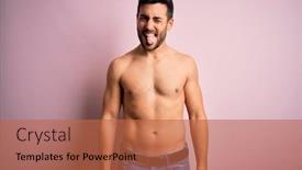  Presentation with standing strong - Colorful presentation theme enhanced with young-handsome-strong-man backdrop and a red colored foreground