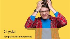  Presentation with young college student diagnosis of chlamydia - Colorful PPT layouts enhanced with young handsome student man wearing backdrop and a yellow colored foreground