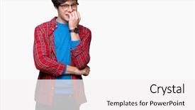  Presentation with young man wearing a hat - Beautiful presentation theme featuring young handsome student man wearing backdrop and a  colored foreground