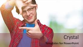 Presentation with student - PPT theme having young handsome student man wearing background and a  colored foreground