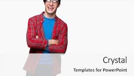  Presentation with student - Slides with young handsome student man wearing background and a  colored foreground