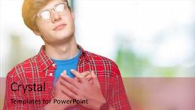  Presentation with student health - Slide set consisting of young handsome student man wearing background and a red colored foreground