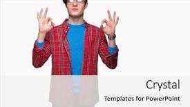  Presentation with student - Beautiful slide deck featuring young handsome student man wearing backdrop and a white colored foreground