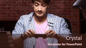  Presentation with student - Theme featuring young-handsome-student-preparing and a wine colored foreground