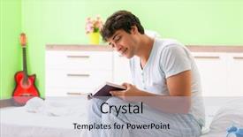  Presentation with young college student diagnosis of chlamydia - PPT layouts featuring young handsome student reading book background and a light gray colored foreground