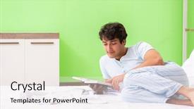  Presentation with young college student diagnosis of chlamydia - Cool new theme with young handsome student reading book backdrop and a sky blue colored foreground