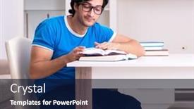  Presentation with home - Presentation design having young-handsome-student-studying background and a  colored foreground