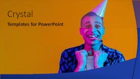  Presentation with birthday boy - Presentation theme with young-handsome-stylish-enthusiastic-boy background and a gold colored foreground