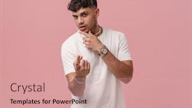  Presentation with pink - PPT theme consisting of young-handsome-stylish-man background and a  colored foreground