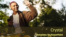  Presentation with railing - PPT layouts consisting of young-handsome-stylish-short-haired background and a tawny brown colored foreground