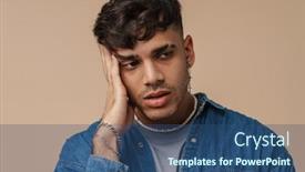  Presentation with tired - Slide deck enhanced with young-handsome-stylish-tired-man background and a ocean colored foreground