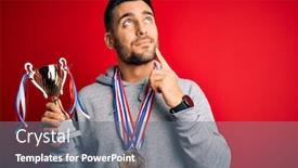  Presentation with trophy - Audience pleasing slide deck consisting of young-handsome-succesful-man-holding backdrop and a gray colored foreground