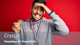  Presentation with winning - Audience pleasing slide deck consisting of young-handsome-succesful-man-winning backdrop and a gray colored foreground