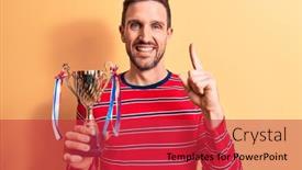  Presentation with winning - Beautiful PPT layouts featuring young-handsome-successful-man-winning backdrop and a red colored foreground