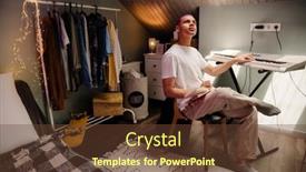  Presentation with taking notes - Slides enhanced with young-handsome-thoughtful-boy-taking background and a  colored foreground